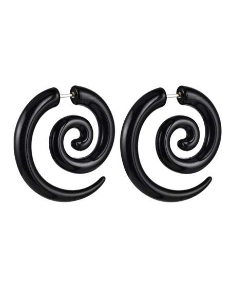 Ear expander fals, model tribal spirala din plastic negru