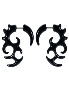 Ear expander fals, model tribal fantezie, din plastic negru