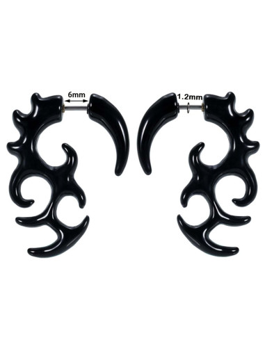 Ear expander fals, model tribal fantezie, din plastic negru