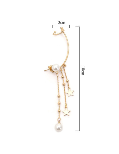 Cercel ear cuff cu lantisoare, bilute, stelute si perlute