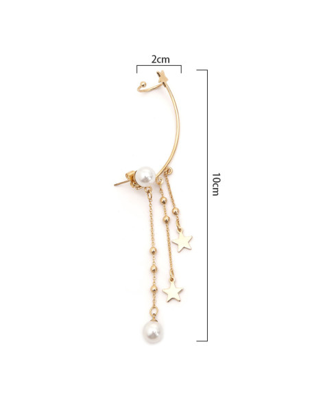 Cercel ear cuff cu lantisoare, bilute, stelute si perlute