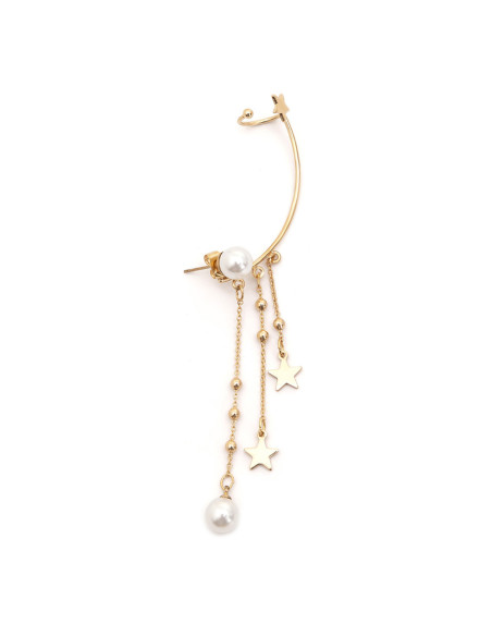 Cercel ear cuff cu lantisoare, bilute, stelute si perlute