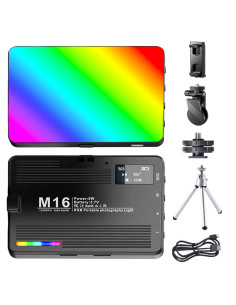 Lampa Foto Video RGB LED Profesionala Ultra Subtire, 360 Culori, 3000K-9900K, 1500mAh, 5W, 20 Efecte, CRI 80+, Mini-Trepied