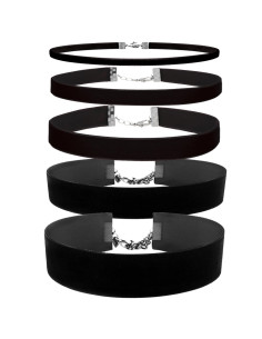 Set 5 coliere choker din catifea, de diverse latimi