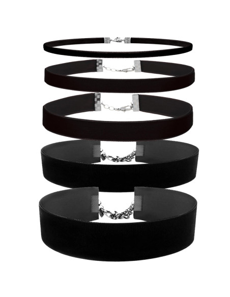 Set 5 coliere choker din catifea, de diverse latimi