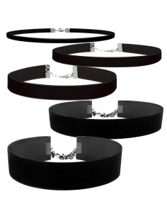 Set 5 coliere choker din catifea, de diverse latimi 2