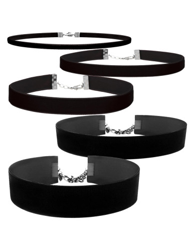 Set 5 coliere choker din catifea, de diverse latimi