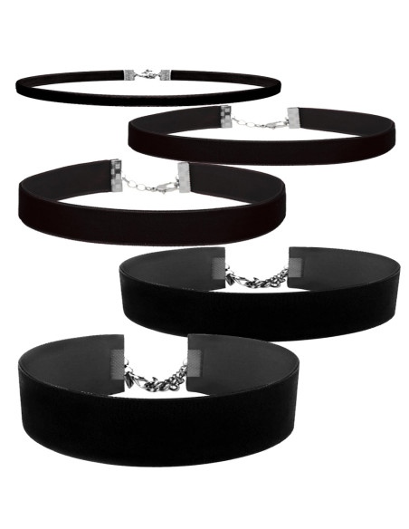 Set 5 coliere choker din catifea, de diverse latimi