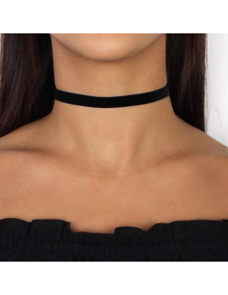 Set 5 coliere choker din catifea, de diverse latimi