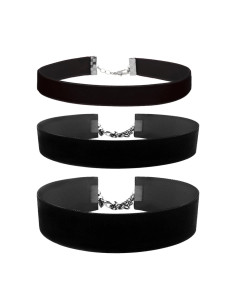 Set 3 coliere choker din catifea, de diverse latimi