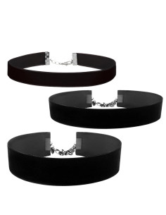 Set 3 coliere choker din catifea, de diverse latimi 2