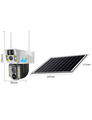Camera de Supraveghere 4G Dubla, 6MP, Panou Solar 8W, 12.000mAh, Zoom 10x, Nocturna Color, SIM cu internet nelimitat inclus