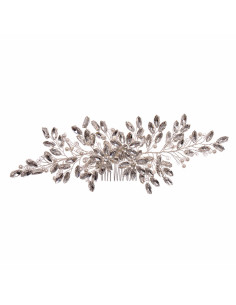 Pieptene de par elegant din fire metalice, cristale ascutite si perle