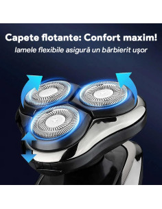 Aparat de Ras Electric Barbati Multifunctional 5in1, Wet&Dry, Display LED, Trimmer Nas/Barba/Tuns, Functionare Priza/Acumulator 2