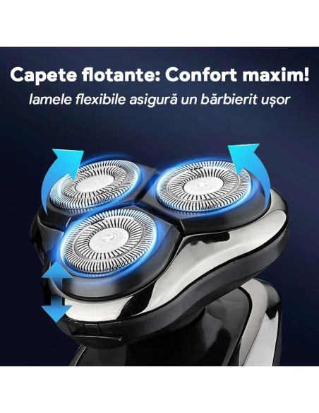 Aparat de Ras Electric Barbati Multifunctional 5in1, Wet&Dry, Display LED, Trimmer Nas/Barba/Tuns, Functionare Priza/Acumulator