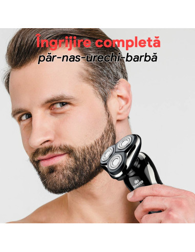 Aparat de Ras Electric Barbati Multifunctional 5in1, Wet&Dry, Display LED, Trimmer Nas/Barba/Tuns, Functionare Priza/Acumulator