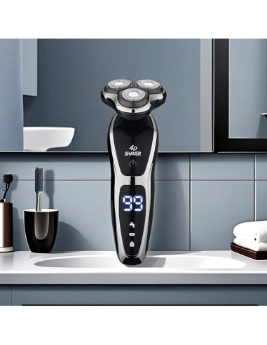 Aparat de Ras Electric Barbati Multifunctional 5in1, Wet&Dry, Display LED, Trimmer Nas/Barba/Tuns, Functionare Priza/Acumulator