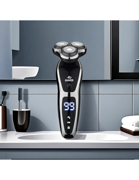 Aparat de Ras Electric Barbati Multifunctional 5in1, Wet&Dry, Display LED, Trimmer Nas/Barba/Tuns, Functionare Priza/Acumulator