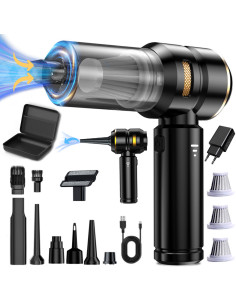 Aspirator Auto 4 in 1 Wireless, 18000PA, 100W, Motor Brushless 90000RPM, 6000mAh, 35 min, 11 Accesorii, 3 Filtre, Borseta