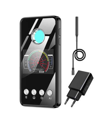 Detector camere ascunse cu AI, aparate de spionaj, microfoane spion și GPS tracker, 2000 mAh, 48 ore, acoperire 15m, 1 MHz-8 GHz