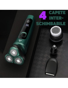 Aparat de ras electric cu trei lame rotative si tăiere dublă, 4 în 1, display LED, rezistent la apă IPX6, USB, 800mAh, portabil 2
