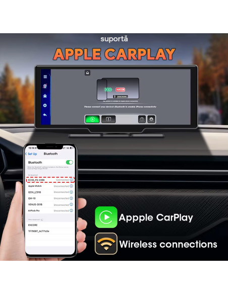 Navigație Auto 4G 10.26" Android 14, 8-Core, 4GB RAM, 64GB ROM, GPS, CarPlay & Android Auto, MirrorCast, SIM, 64GB