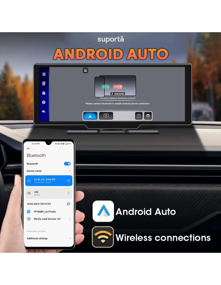 Navigație Auto 4G 10.26" Android 14, 8-Core, 4GB RAM, 64GB ROM, GPS, CarPlay & Android Auto, MirrorCast, SIM, 64GB