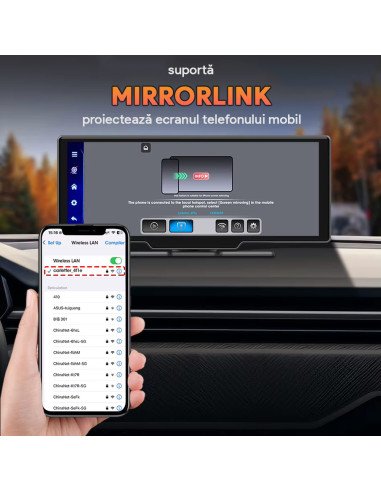 Navigație Auto 4G 10.26" Android 14, 8-Core, 4GB RAM, 64GB ROM, GPS, CarPlay & Android Auto, MirrorCast, SIM, 64GB