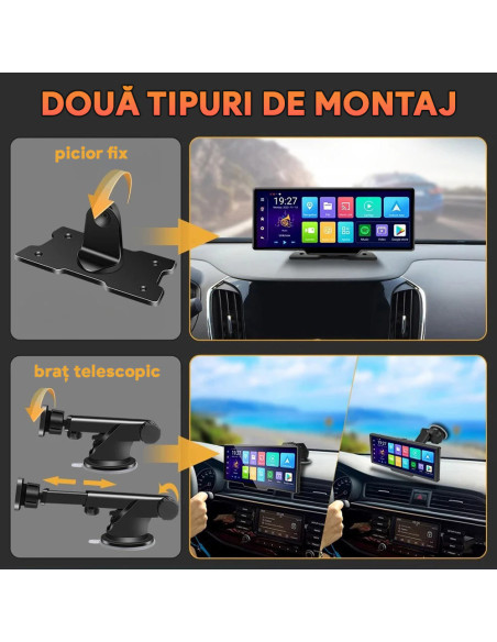 Navigație Auto 4G 10.26" Android 14, 8-Core, 4GB RAM, 64GB ROM, GPS, CarPlay & Android Auto, MirrorCast, SIM, 64GB
