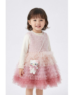 Rochita Eleganta Fetite cu Posetuta Plus Inclusa, Ombre Tulle Multistrat, Pufoasa, Fusta Degrade Incretita