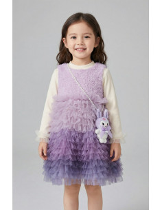 Rochita Eleganta Fetite cu Posetuta Plus Inclusa, Ombre Tulle Multistrat, Pufoasa, Fusta Degrade Incretita 2