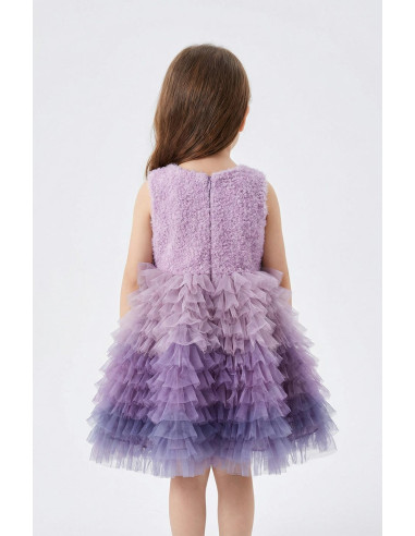 Rochita Eleganta Fetite cu Posetuta Plus Inclusa, Ombre Tulle Multistrat, Pufoasa, Fusta Degrade Incretita