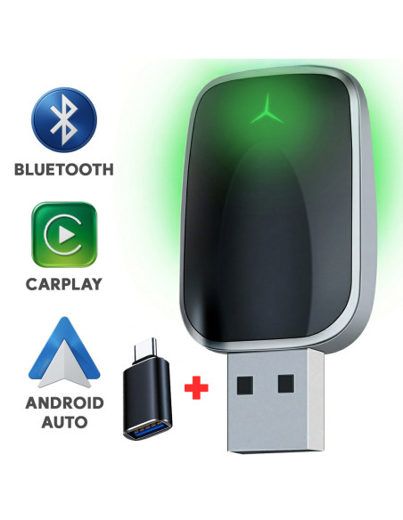Adaptor Wireless CarPlay / Android Auto 2-in-1, BT 5.3, WiFi 5.8GHz, Plug & Play, iOS 10+, Android 11+, Auto-Reconectare