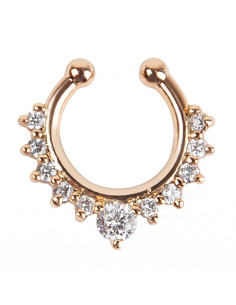 Inel fals pentru nas Septum Ring tip coronita cu cristale, piercing fals