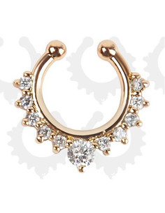 Inel fals pentru nas Septum Ring tip coronita cu cristale, piercing fals 2