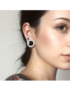 Flesh Tunnel cu filet din otel, ear expander, pierce ureche 2