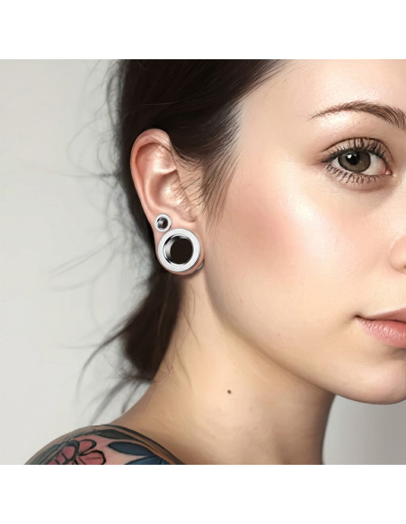 Flesh Tunnel cu filet din otel, ear expander, pierce ureche