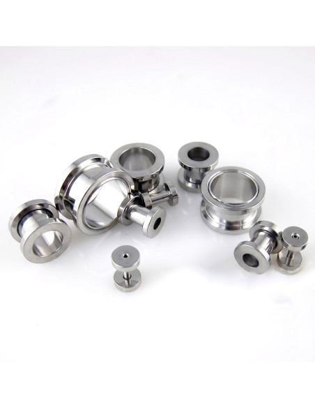 Flesh Tunnel cu filet din otel, ear expander, pierce ureche