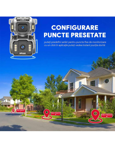 Camera de Supraveghere AOV 4G cu Panou Solar si SIM, Zoom Optic 12X, Filmare Non-Stop 24/7 (Always On Video), 10000mAh, Alarme