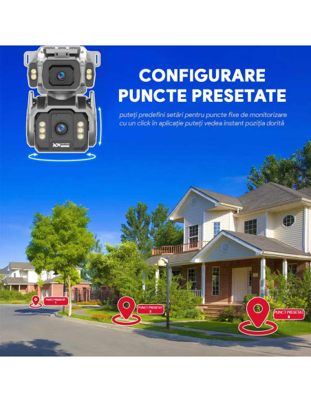 Camera de Supraveghere AOV 4G cu Panou Solar si SIM, Zoom Optic 12X, Filmare Non-Stop 24/7 (Always On Video), 10000mAh, Alarme