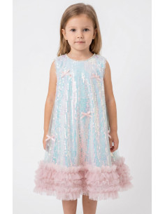 Rochie Fetite Eleganta de Printesa, Model Sirena cu Paiete si Volanase