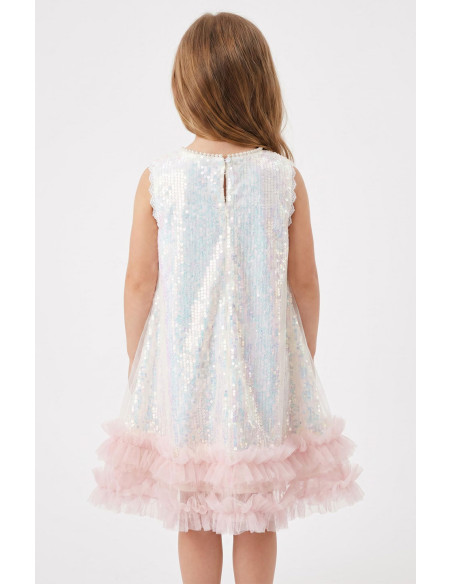 Rochie Fetite Eleganta de Printesa, Model Sirena cu Paiete si Volanase