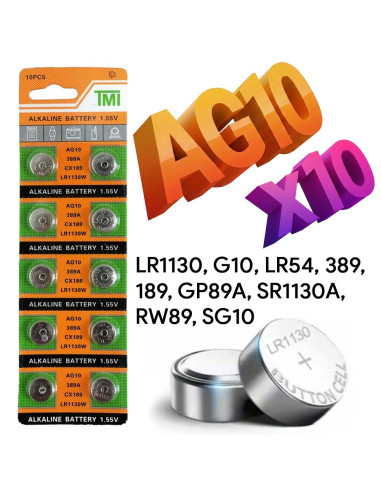 Baterie AG10 Blister Baterii AG10 Alcaline tip LR54, LR1130, 189, GP189, 389,1.55V 75mAh