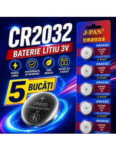 Baterie CR2032, Blister Baterii CR2032 3V Litiu, Pastila 220mAh, 20x3.2mm 2