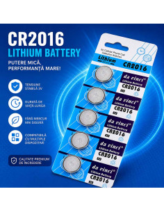 Baterie CR2016, Blister Baterii CR2016 3V Litiu, Pastila 90mAh, 20x1.6mm 2