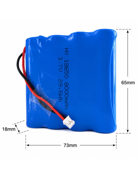 Acumulator Camera Supraveghere V380 Pro, 8000mAh 3.7V 29.6Wh, Model 18650-1S4P, JST PH 2.0 2-Pin Pas 2.0mm, 73x65x18mm