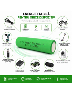 Acumulator 18650 Li-Ion 3.7V 2600mAh (9.62Wh) - Baterie pt. Vape, Tigara Electronica, Lanterna LED, Boxa si Camera Supraveghere 2