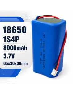 Acumulator Camera Supraveghere V380 Pro, 8000mAh 3.7V 29.6Wh, Model 18650-1S4P, JST PH 2.0 2-Pin Pas 2.0mm, 65x36x36mm