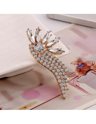 Cercel tip ear cuff, Bird of Paradise cu cristale ascutite