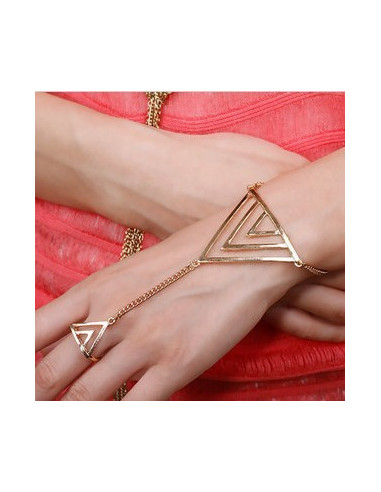 Bratara cu inel aurie model cu triunghi